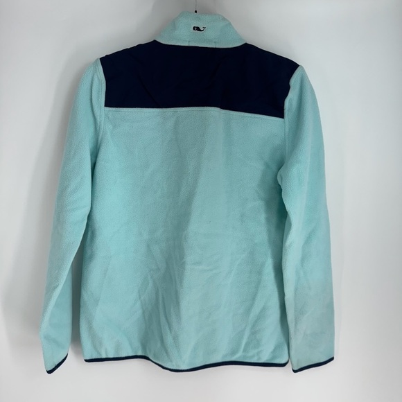 Vineyard Vines Preppy Classic Blue Quarter Long Sleeve Fleece Button Up Sweater - Picture 2 of 4